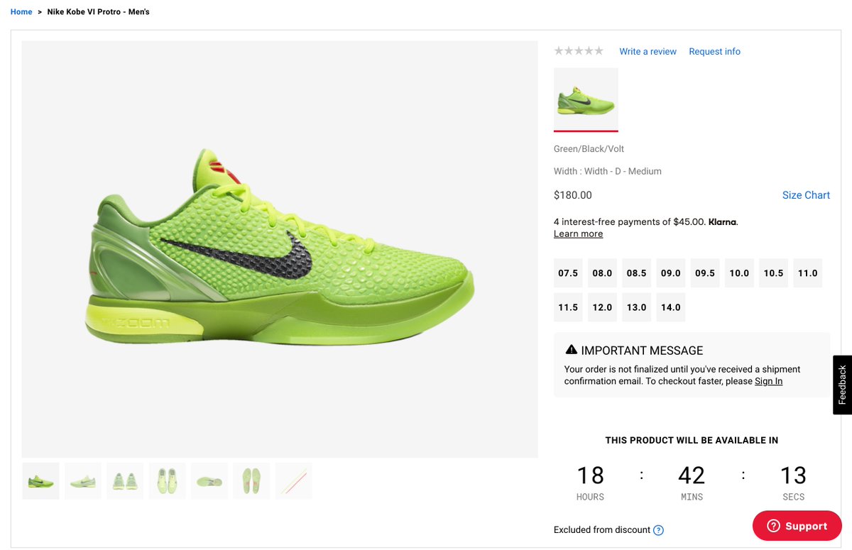 kobe protro grinch footlocker