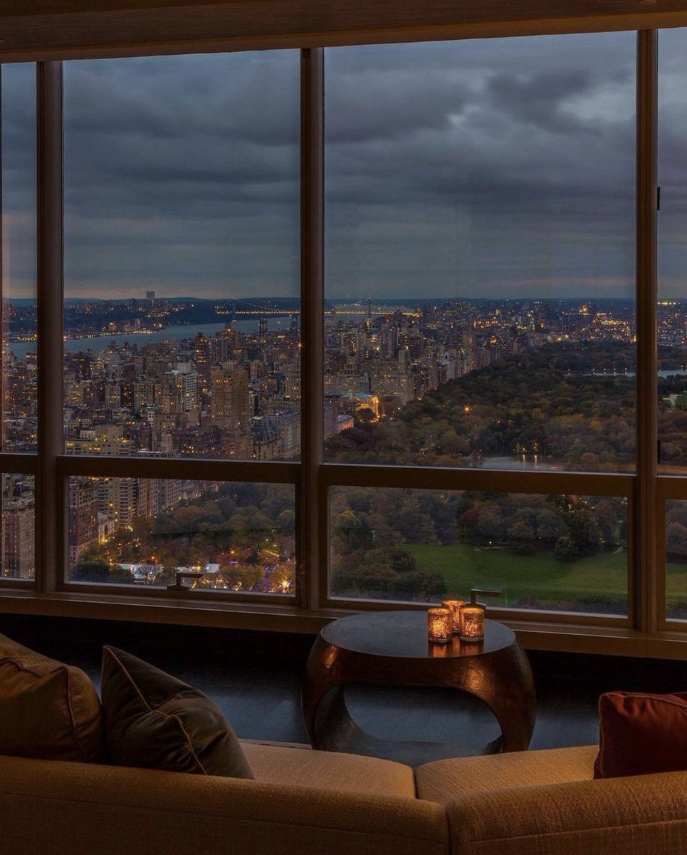 high rise apartment with a view of New York 🥰