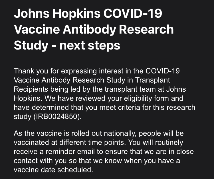 lilianhlam's tweet photo. 3/ So I'm excited to be part of this important #COVID19vaccine study measuring antibodies in transplant patients. I'll be collecting longitudinal blood samples from home, pre/post both doses. And I'll get the results! 💚#GetTheData #SCIENCE @HopkinsMedicine @jgaronzikwang https://t.co/A8ouvhw2qc