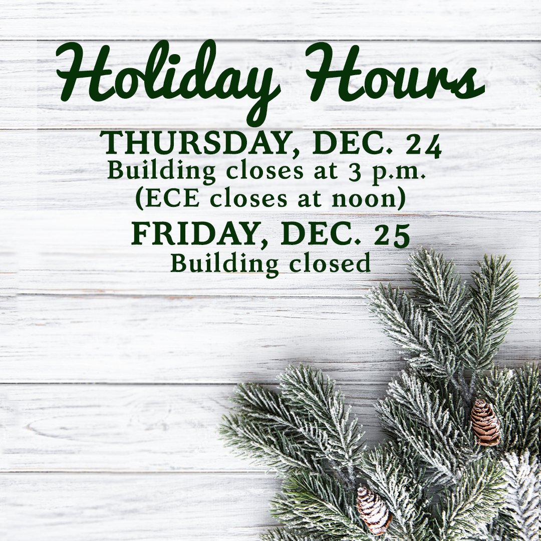 ShawJCC's tweet photo. Please be aware of our Holiday Hours for this month! ❄️
⁣
Classes on New Year's Day:  Water Werks at 8:30 am and All Levels Yoga at 9:30 am (𝘗𝘭𝘶𝘴 𝘓𝘦𝘴𝘔𝘪𝘭𝘭𝘴 𝘊𝘭𝘢𝘴𝘴𝘦𝘴 𝘪𝘯 𝘵𝘩𝘦 𝘎𝘳𝘰𝘶𝘱 𝘌𝘹 𝘳𝘰𝘰𝘮!) https://t.co/hCYPR0MaGA