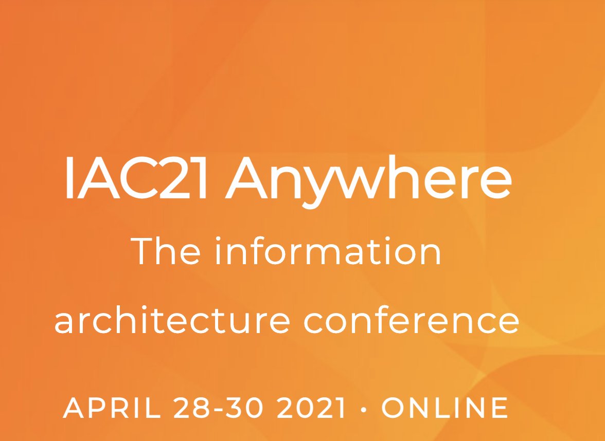 late breaking news...

#IAC21 registration is Ooooopen!

The workshop schedule is up and volunteers are busily working on the full program schedule. 

#InformationArchitecture is (re)emerging with these thought leaders!