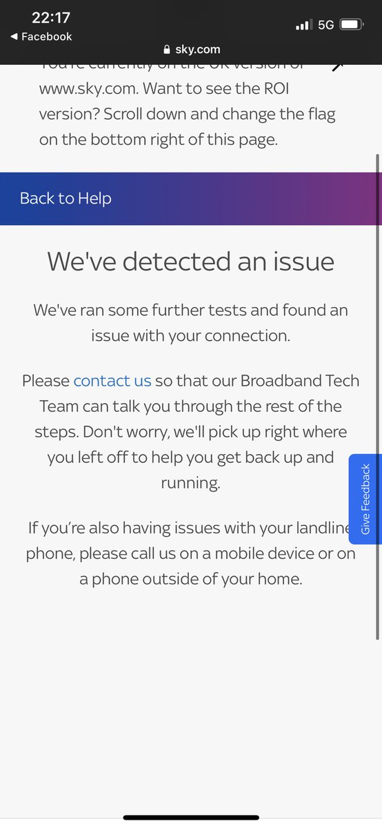 mel4813's tweet photo. @SkyHelpTeam It says no known local issue and then after testing router, it says this in the picture. Earlier on I did the same tests and it said there was an issue outside the property https://t.co/bBtLt0yfjf