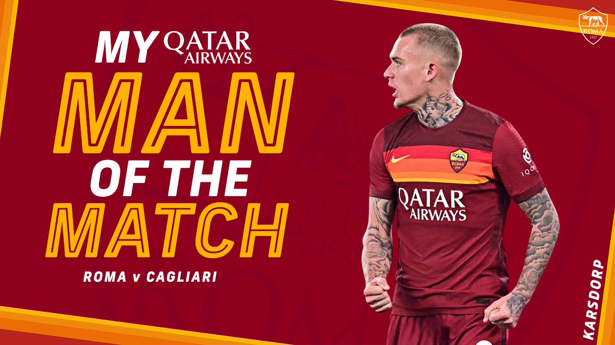 ASRomaEN's tweet photo. 🔁 Retweet if Rick Karsdorp was your #ASRoma @qatarairways Man of the Match against Cagliari https://t.co/DpEkMKZPGZ