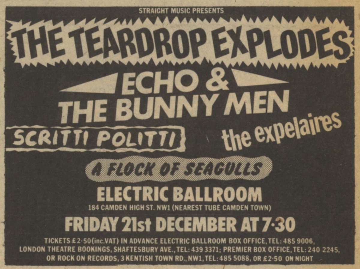 Seasons greetings from Liverpool

A Festive treat for the capital Christmas 1979

Expelaires were from a Leeds but were also signed to #ZooRecords 

#theteardropexplodes #echoandthebunnymen #scrittipolitti #flockofseagulls
