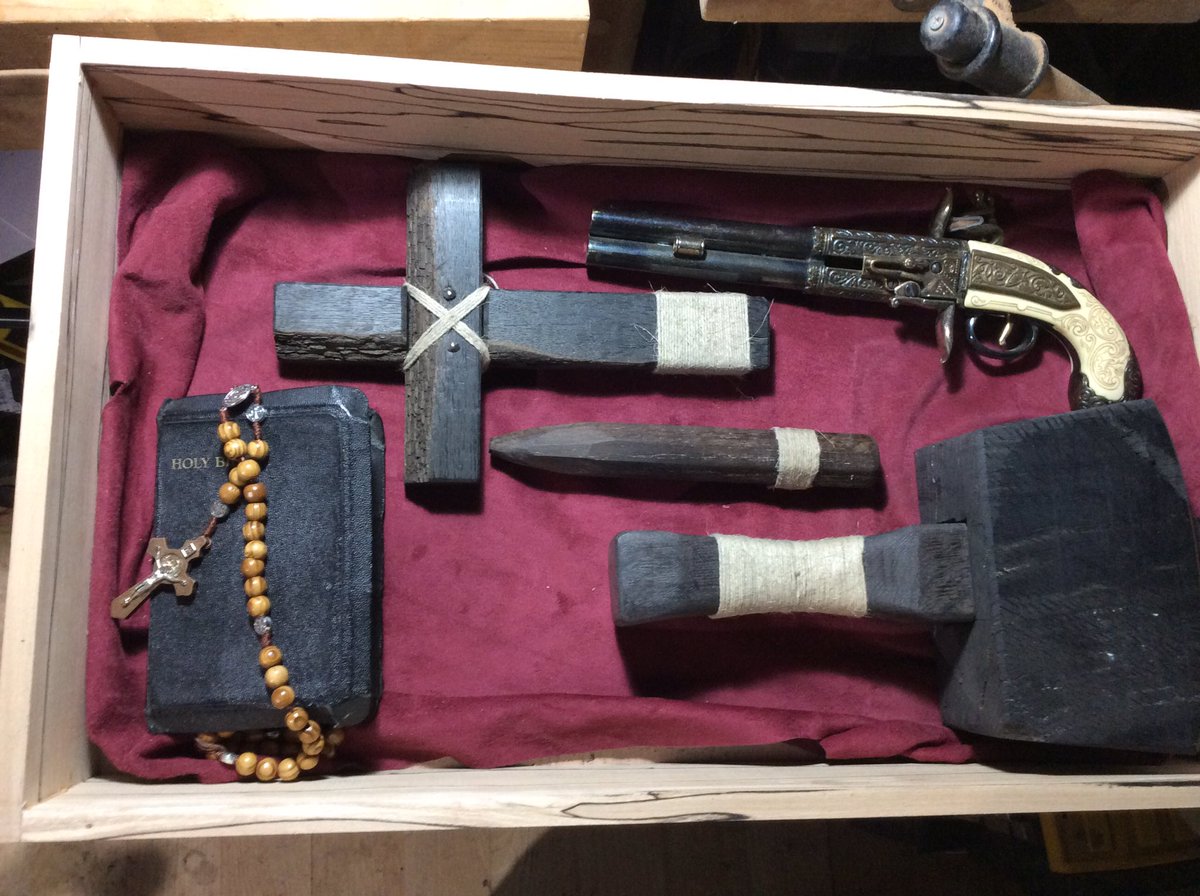 The beginnings of one of my more unusual commissions this year, a vampire hunters box!