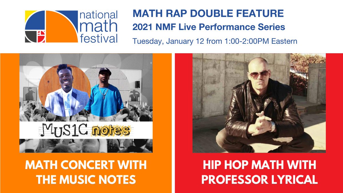 Hip Hop Math with <a href="/ProfLyrical/">Professor Lyrical</a>! On January 12th, discover how making rap songs has helped Professor Lyrical become a better mathematician and, conversely, how the process of thinking like a mathematician has also helped him as a performer. Register: ow.ly/hG5A50CTABD