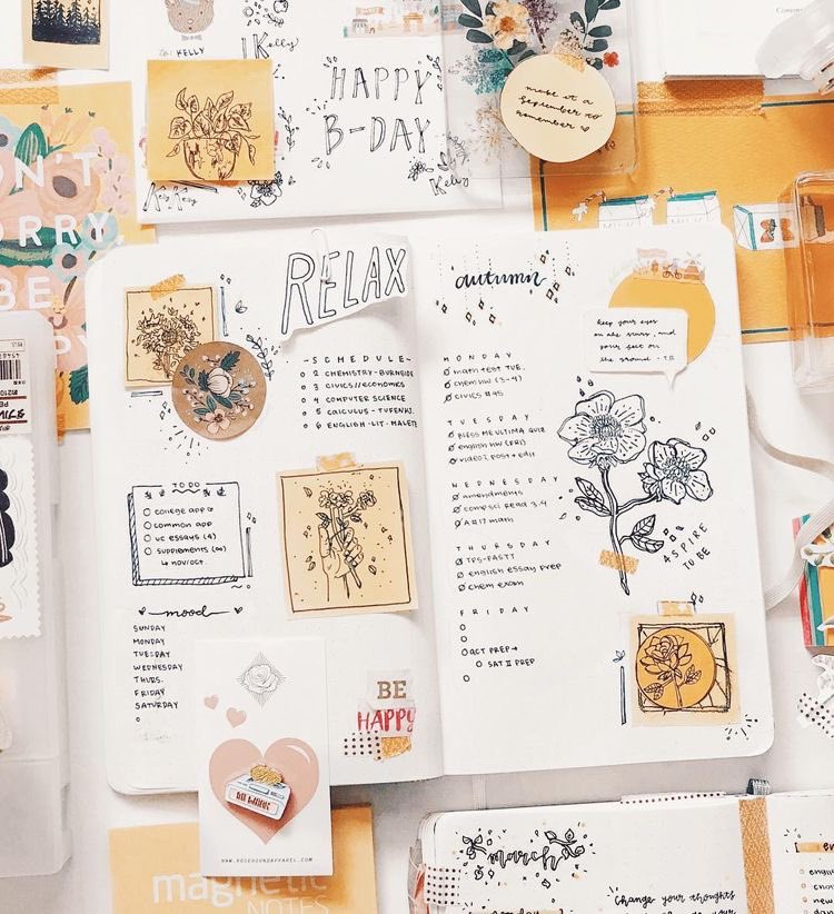  MAKE IT YOURS. some people’s favourite part of journaling is sticking pictures around and decorating. my favourite part is lists and laying out things in an organized manner. some people prefer having pages where they can write anything that come to mind, others quotes etc.