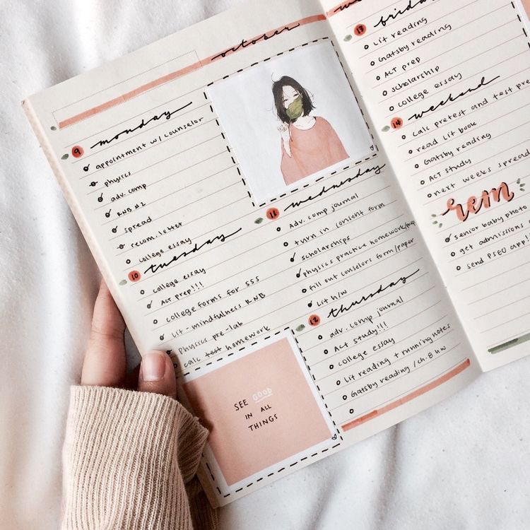  MAKE IT YOURS. some people’s favourite part of journaling is sticking pictures around and decorating. my favourite part is lists and laying out things in an organized manner. some people prefer having pages where they can write anything that come to mind, others quotes etc.