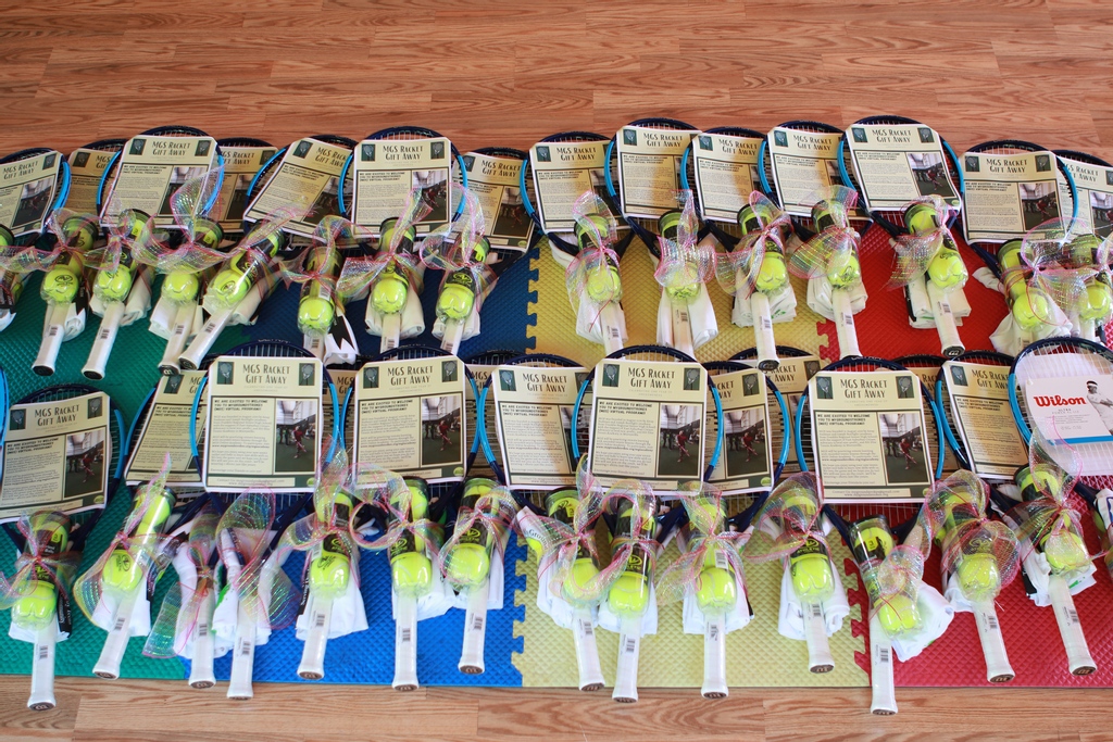 Over 25 tennis rackets, balls, and shirts were given away to some really excited people last month.
MGS now has over 25 students and is growing fast!

#goodcause
#inclusive
#freetraining
#tennistraining
#donatetoday