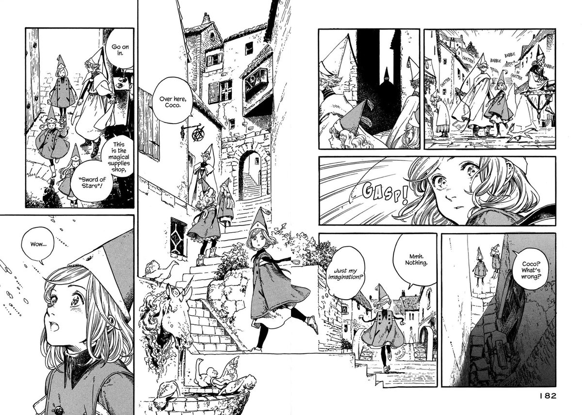 probably the most impressive spread, look at how the perspective of the wall at the bottom is literally the edge of a panel. like how do you even become this skilled of an illustrator 