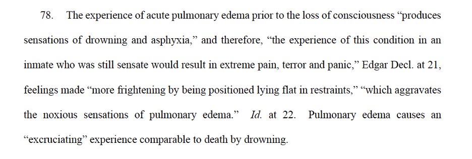 Prisoners’ lawyers: the drug floods the lungs, causing suffering akin to death by drowning. SCOTUS: it’s fine.  https://www.propublica.org/article/inside-trump-and-barrs-last-minute-killing-spree