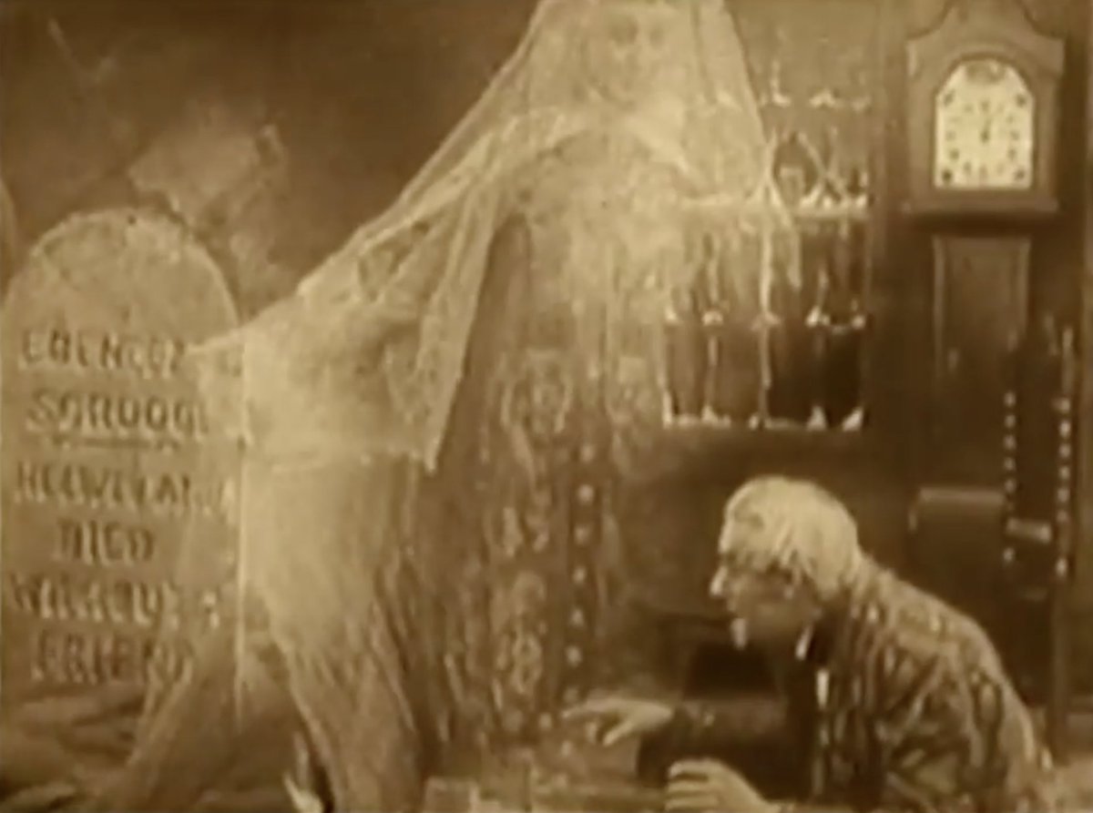 A CHRISTMAS CAROL (J. Searle Dawley, 1910)Second-oldest surviving adaptation. Starring Marc McDermott. A great Scrooge. Ignorance (here Misery) and Want make their debut.