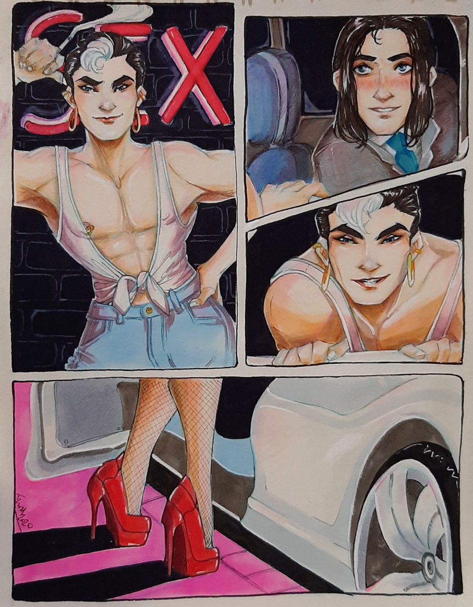 Tyredallnightl1's tweet photo. Finished fast comic page of the sketch I did for Pretty Woman Au; Tim the rich alpha businessman, and Jason the scrapping by omega prostitute.
#Batman #JasonTodd #TimDrake #Timjay #PrettyWomanAU #OmegaJasonTodd #AlphaTimDrake #TimxJason https://t.co/453La63xSU