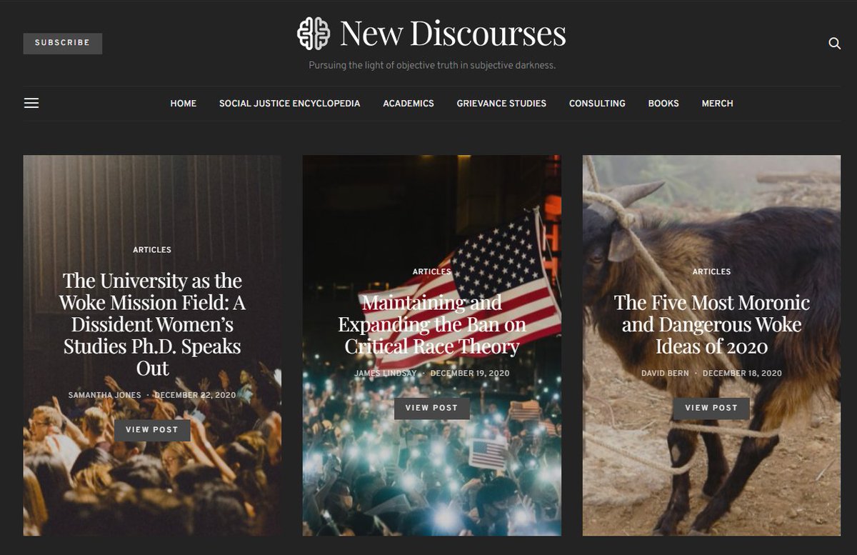 You might have come across James Lindsay's swish-looking 'New Discourses' website, "Pursuing the light of objective truth in subjective darkness!"It seems liberal, but appears to be owned by far right conspiracy crank weirdo & Christian nationalist, Michael O’Fallon. 