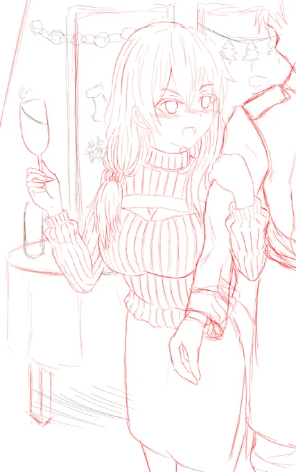 クリスマス絵wip 