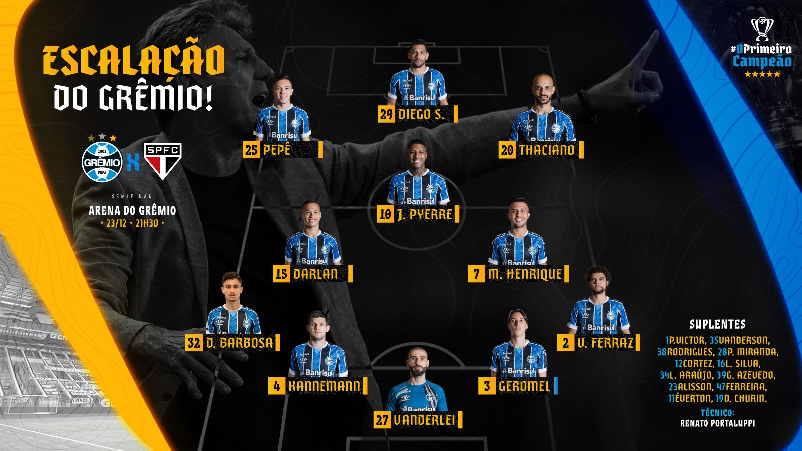 Grêmio FBPA - 📋ESCALAÇÃO DO TRICOLOR! 🇪🇪 #GRExYPI