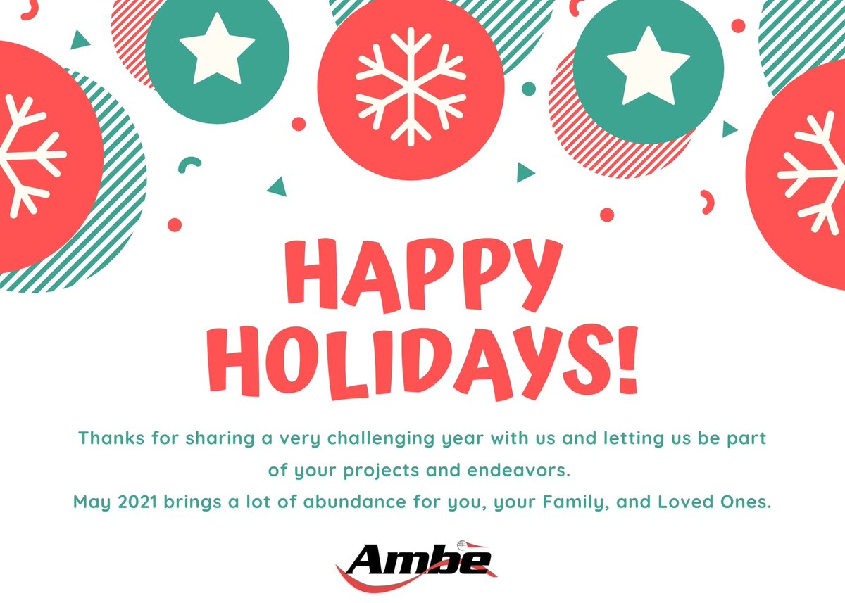 AMBE_Eng's tweet photo. Happy Holidays!
Thank you for letting us being part of your journey!
Best Wishes!
#AMBETeam https://t.co/YdjwlS45ii