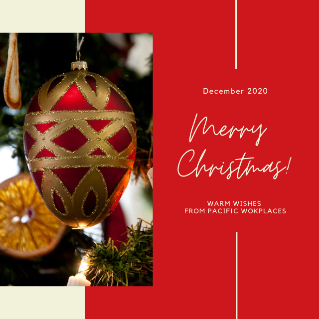 Pacific Workplaces Walnut Creek will be closed this Christmas Holiday – Thursday, December 24th, 2020 
and reopening Monday, December 28th 2020.

We are wishing you a joyful and bright holiday!🌟 Be safe and well this long weekend!