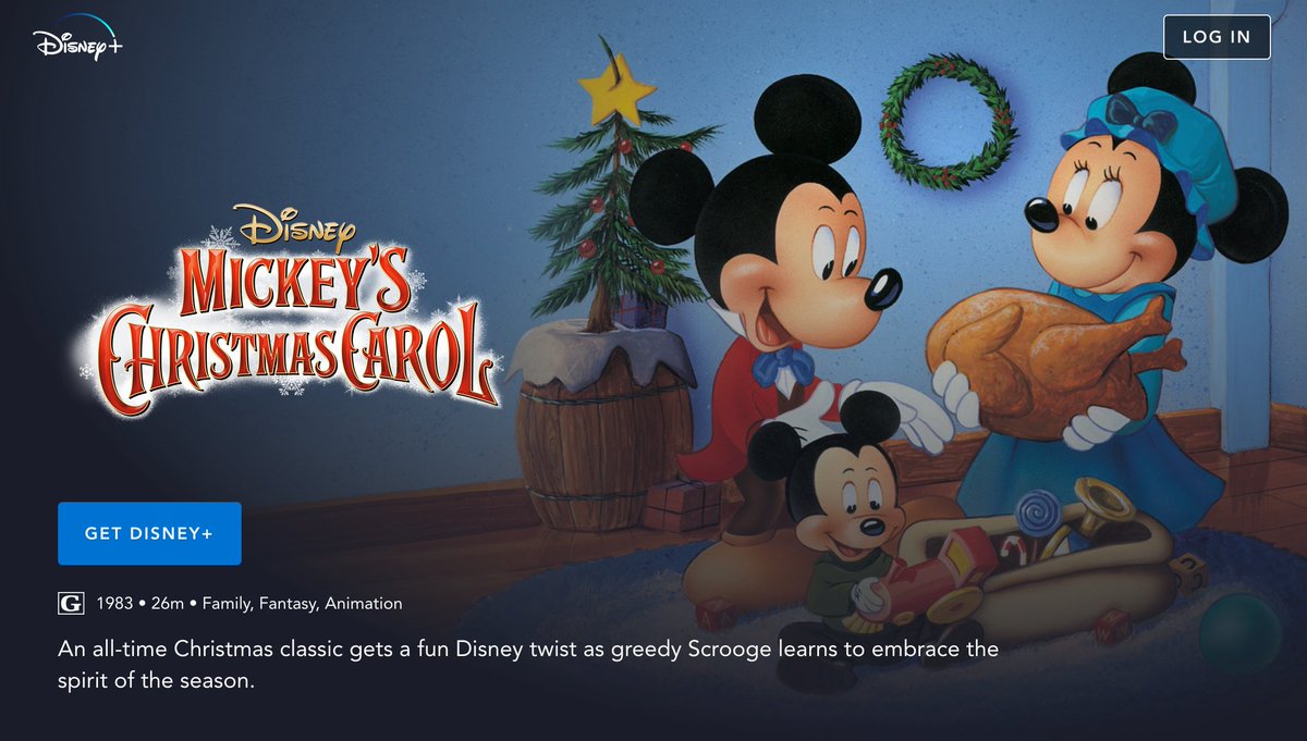 MICKEY'S CHRISTMAS CAROL (Burny Mattinson, 1983)A year later, Disney's first animated take. Adapted from a 1972 audio musical recording. I think many of us grew up with this one. https://www.disneyplus.com/video/dec7fca2-7b4d-45ce-a9f9-93c5cd63cdf2