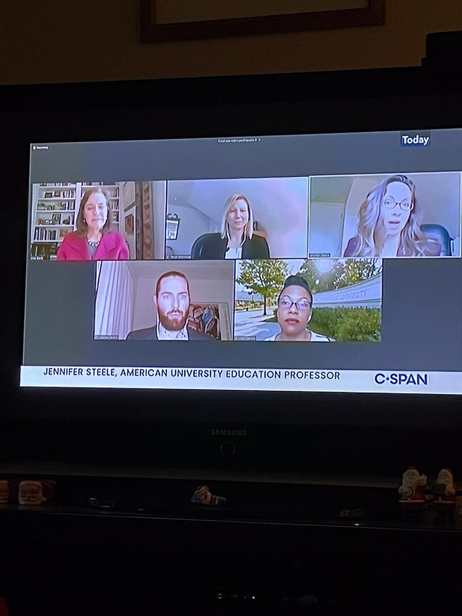 My <a href="/cspan/">CSPAN</a> debut! Great to be on this <a href="/aumedia/">AU Media Relations</a> panel with such great colleagues <a href="/jensteeledc/">Jennifer Steele</a>, Traci Dennis, Taryn Morrissey, and moderator <a href="/LisaStark/">Lisa Stark</a>. (And thanks to <a href="/CarlaFlink/">Dr. Carla Flink</a> for the photo since I didn't have a way to watch it being broadcast to a TV!)  c-span.org/video/?507523-…