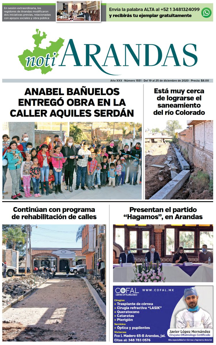 Descarga la edición 1551 de NotiArandas en PDF - Clic aquí: notiarandas.com/wp-content/upl… (Edición del 19 al 25 de diciembre)