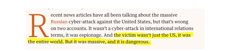 3. “The victim wasn’t just the US, it was the entire world...it was massive, and it is dangerous.”