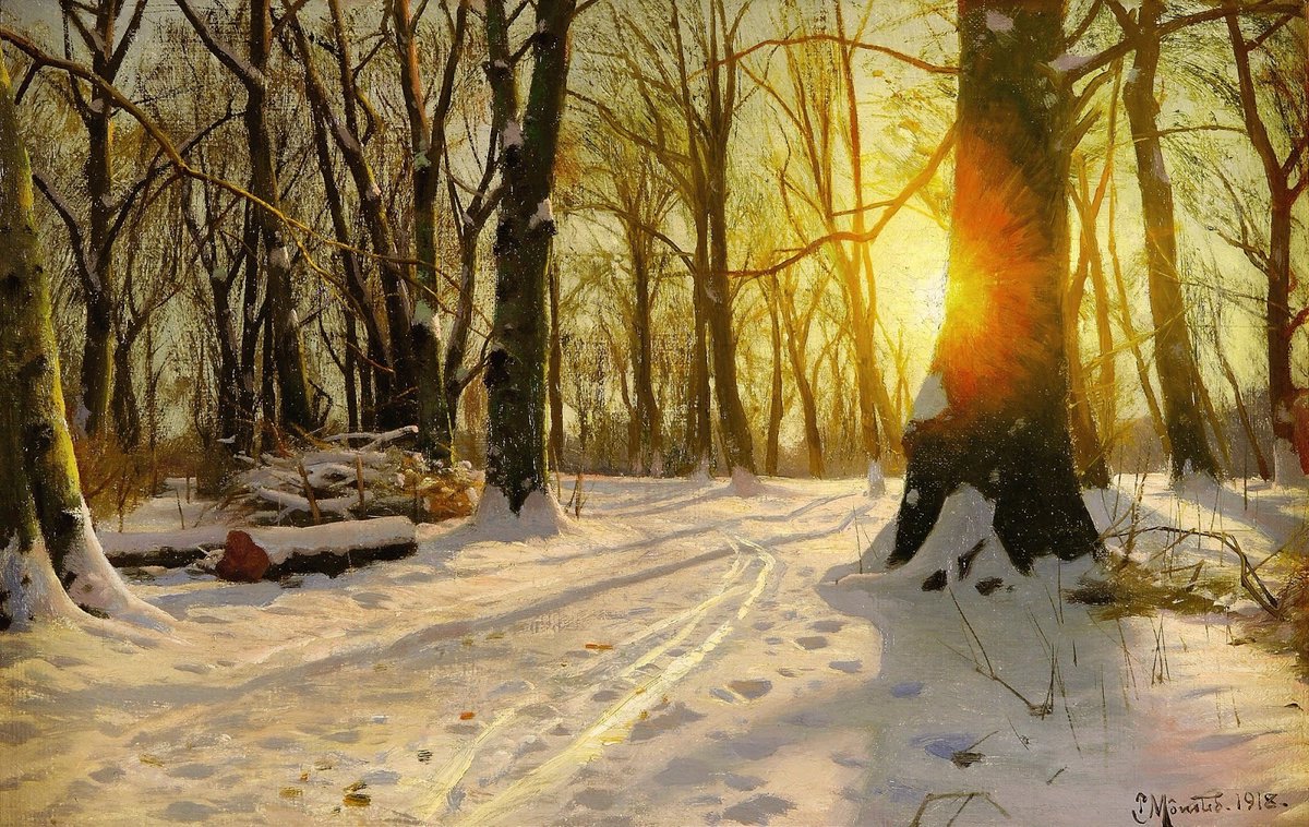 Peder Mørk Mønsted, A Winter's Day In The Woods Charlottenlund, 1918