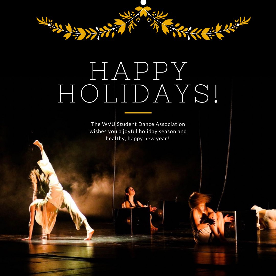 The WVU Student Dance Association wishes you a joyful holiday season and a healthy, happy new year!🎄✨💙 PC: Sadie Arnold