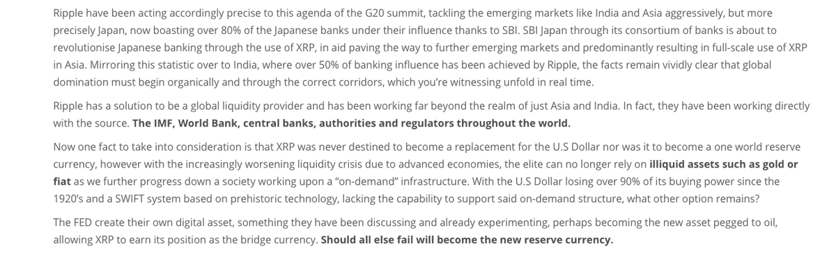 When you read the screenshot below. Think about the Blackrock interview with Mark C (previous head of the Bank of England). They discuss a new reserve currency. One not tied to assets or backed. But one that could bridge value.