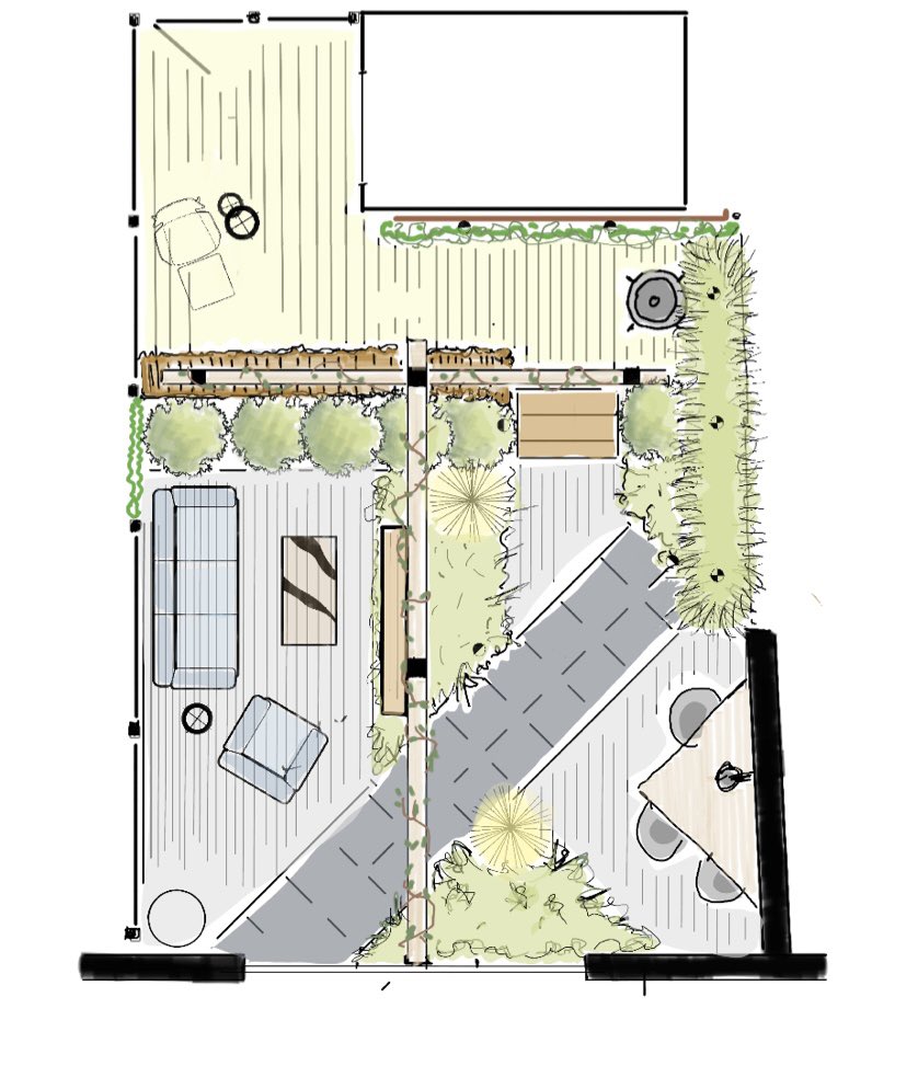 Thuiswerktuin laten ontwerpen? Creëer een groene #thuiswerktuin met een werkplek op en koele, schaduwrijke plek. Werk in je eigen groene omgevingen voor meer productiviteit. Het geeft boost aan je mentale energie, het reduceert het stress-hormoon en geeft volop inspiratie.
