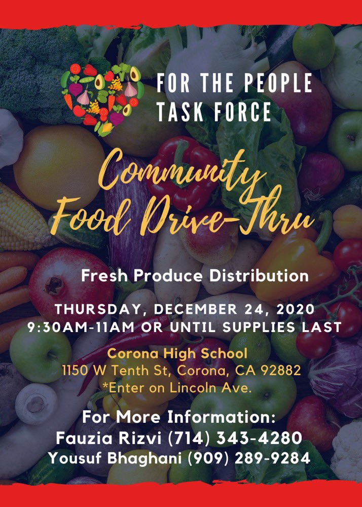 Community food drive through Christmas Eve @ Corona High🌲