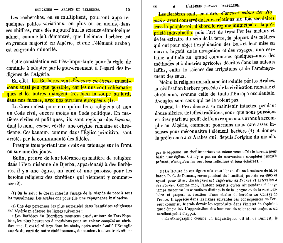 Passé une courte période d'orientalisme sous Napoleon III (1850-70) où il est question de bureaux arabes et même de la création d'un "royaume arabe" en Algérie, la tendance va s'inverser au détriment des arabes et de leur mode de vie jugé incompatible avec le projet colonial.