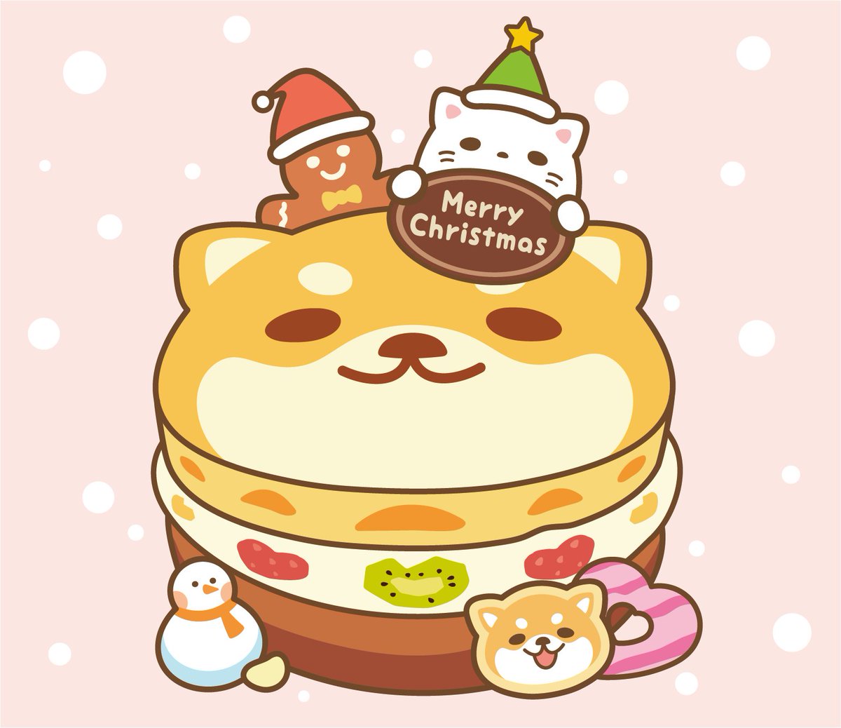 柴犬 Duduちゃん W クリスマスケーキ イラスト好き 紅豆井のイラスト