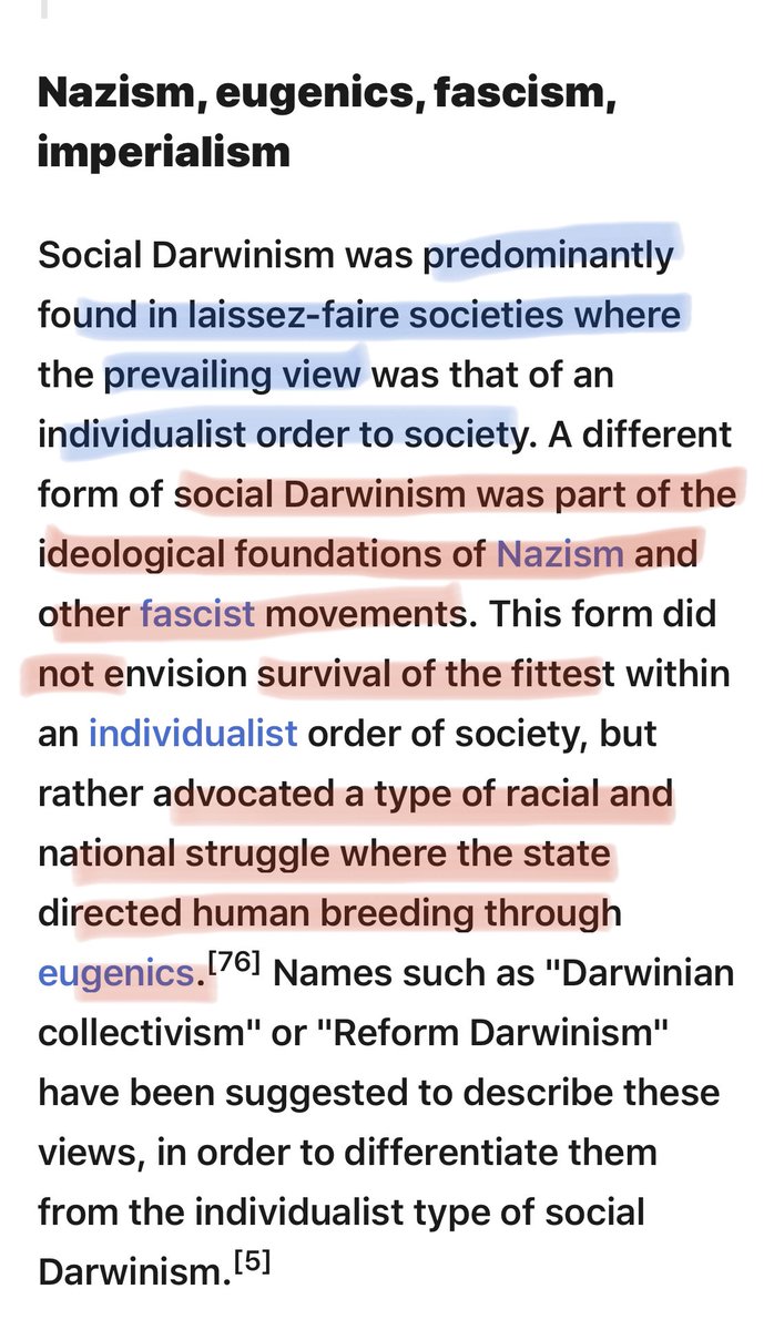 Social Darwinism was used to justify colonialism and the brutal treatment of indigenous peoples and dispossession of their land. All to enrich the plutocratic elite. It also justifies how the wealthy view the poor/workers as chattel to control & command at whim to make profits.