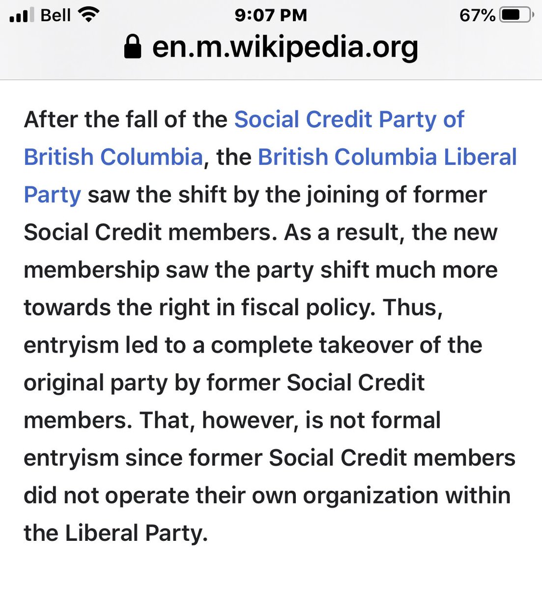 Entrism in Canada has happened frequently. Check screen shots.The CPC is not actually conservative. They coopted the party in 2003 to use the well established brand. They’re actually fascists. They have always been fascists. Right back to their Social Credit roots.