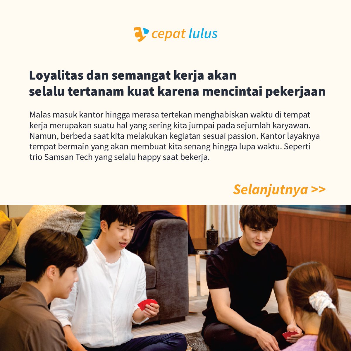 cepatlulusid's tweet photo. Share ke teman-teman kalian juga supaya kita bisa bekerja sesuai passion kita dan #CerdasBersama #CepatLulusID

Source: IDN Times
#startup #drakorstartup #drakor #dramakorea https://t.co/wXPAMuKLCB
