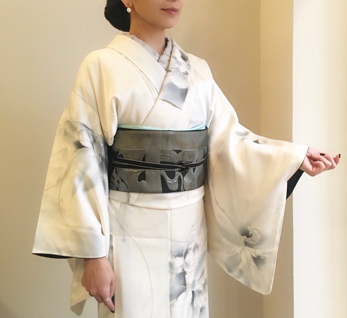 ダークブラウン 茶色 正絹付下げ《斉藤三才》身長168cm☆手染め☆高級