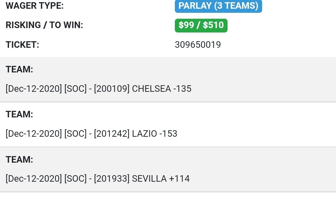 Sharp_Stacks's tweet image. Saturday morning soccer parlay
Let's get it!
#GamblingTwitter #picks #bets #parlays #football #Futbol #soccer #footy #SevillaFC #ChelseaFC #Lazio