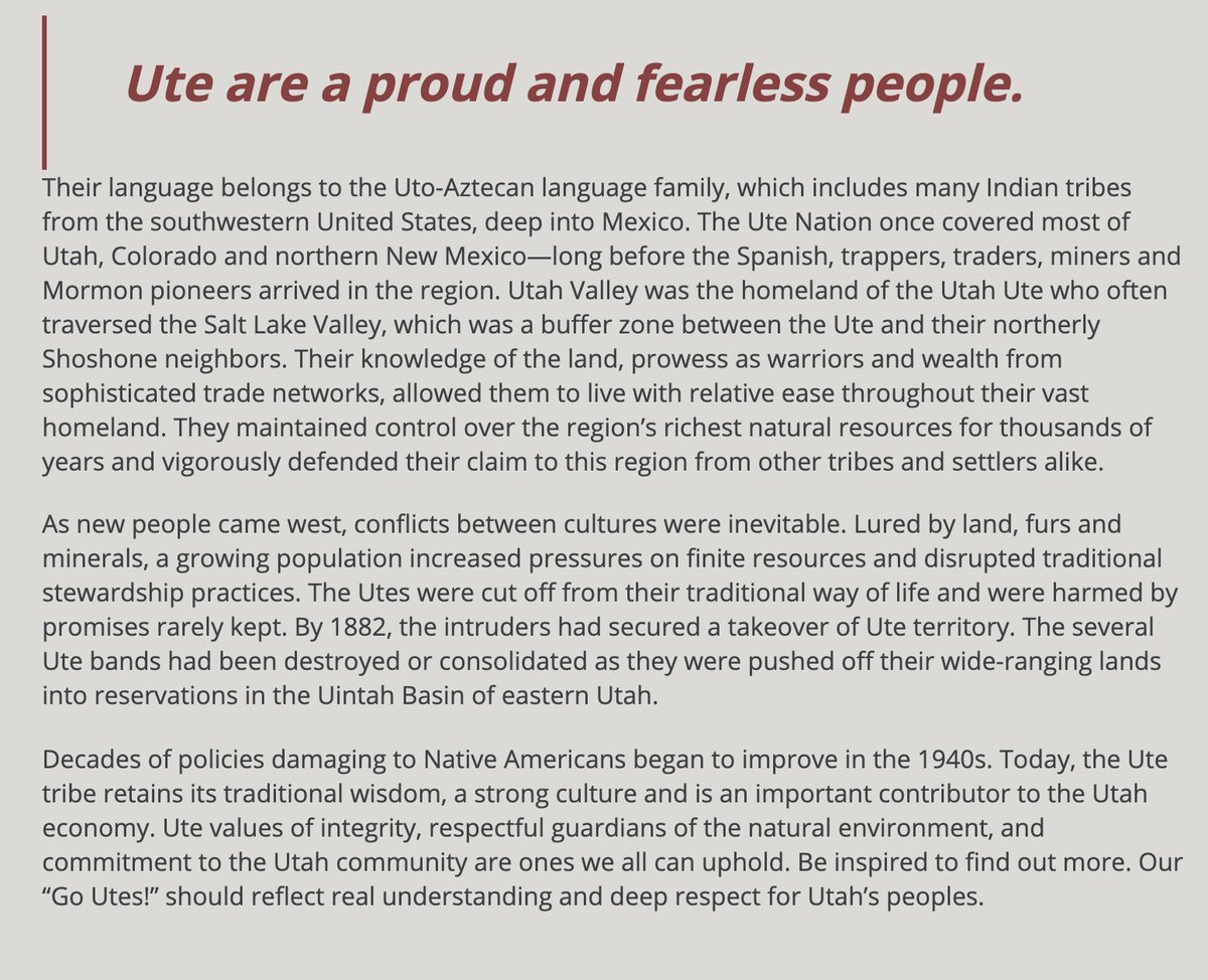 No...this doesn't look like it either. The first three paragraphs and the question aren't it...Okay, there it is. Ute history is...three paragraphs.Three.From the flagship university using the Ute name.