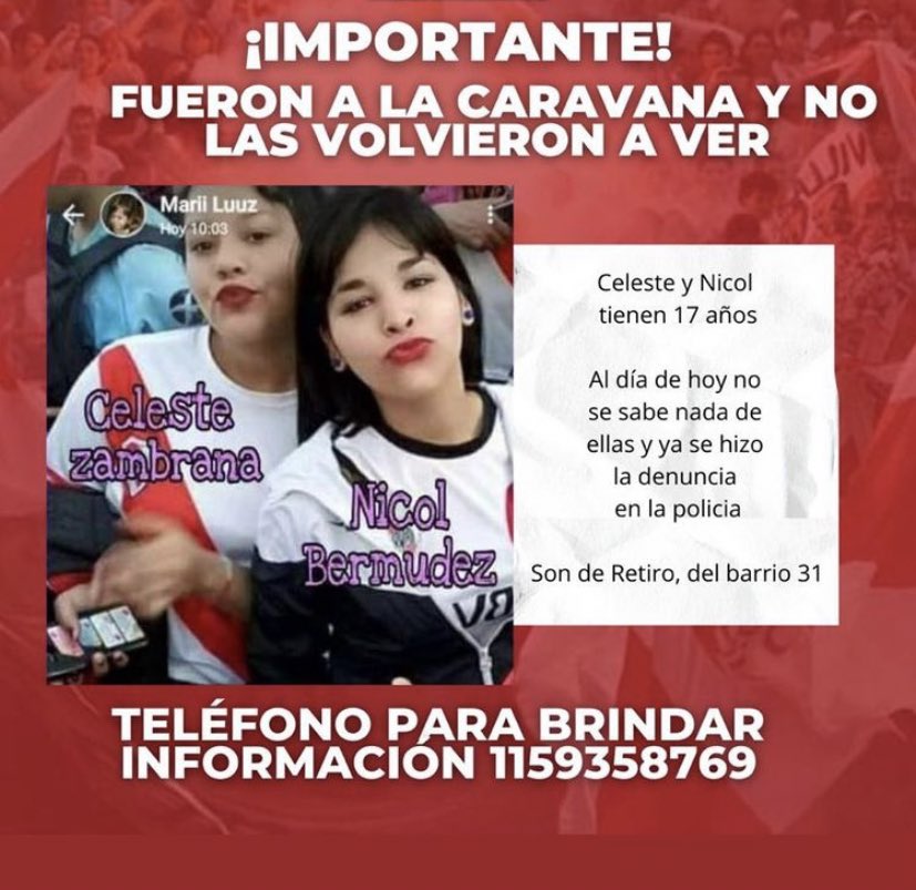 Por favor les pido que difundamos, es un simple RT, no aparecen desde el día de la caravana, gracias 🙏🏻