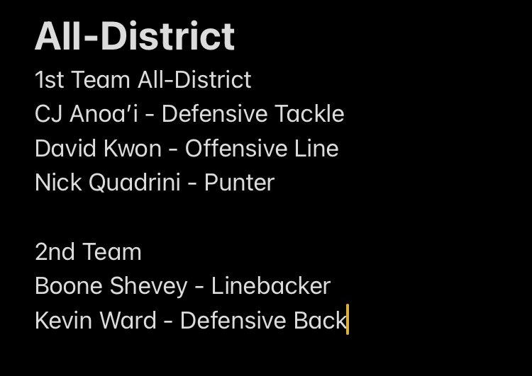 Kpoofootball's tweet photo. Congrats to our Chiefs making the Class 6 All District Teams! https://t.co/Zer06yNlFL