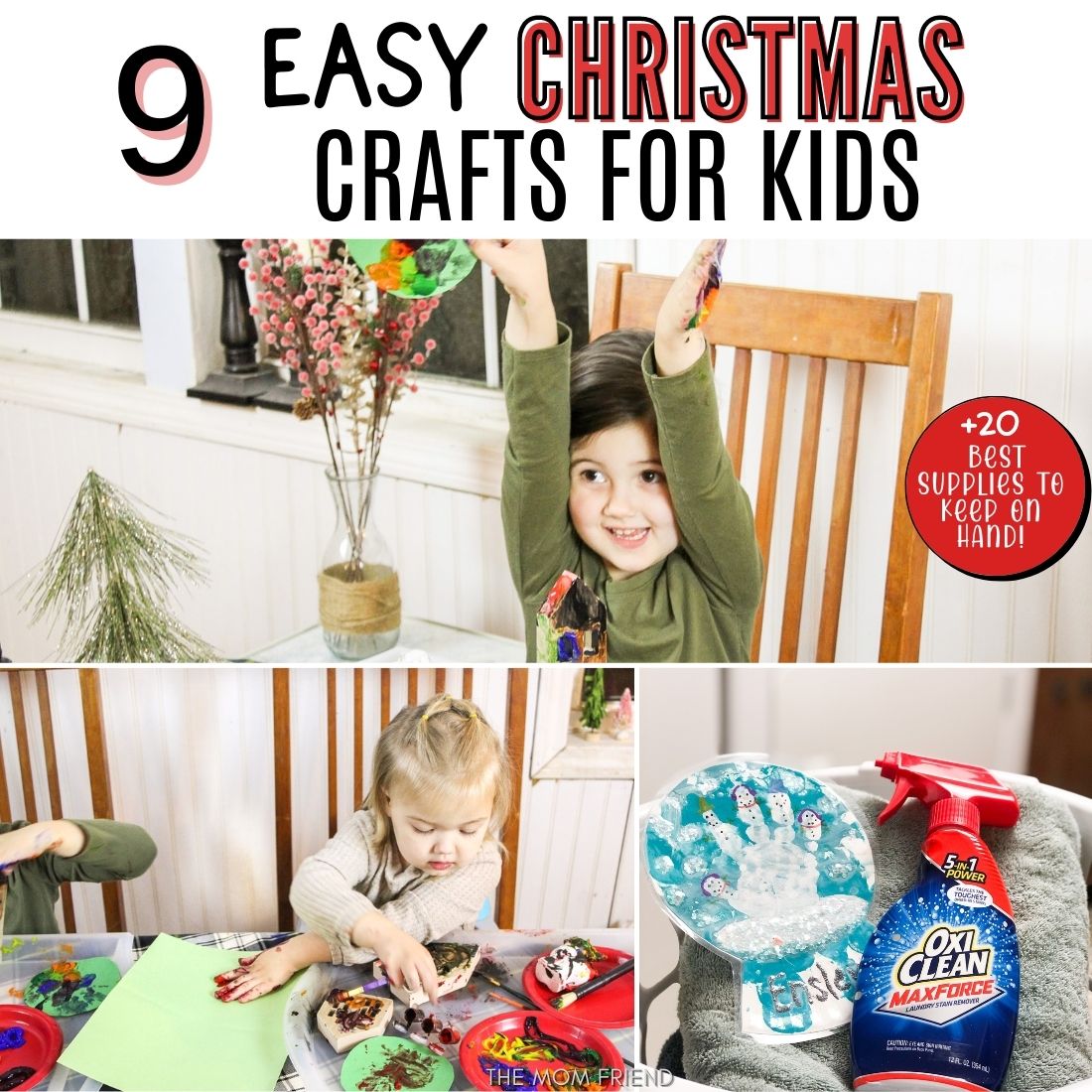 #ad Holiday crafts mean big memories + big messes! Check out these fun &amp; easy Christmas crafts to make with kids, plus all the supplies you need to make crafting &amp; cleanup stress-free! themomfriend.com/easy-christmas… OxiClean has the laundry covered! #MaxForceStainsOut #MyOxiClean