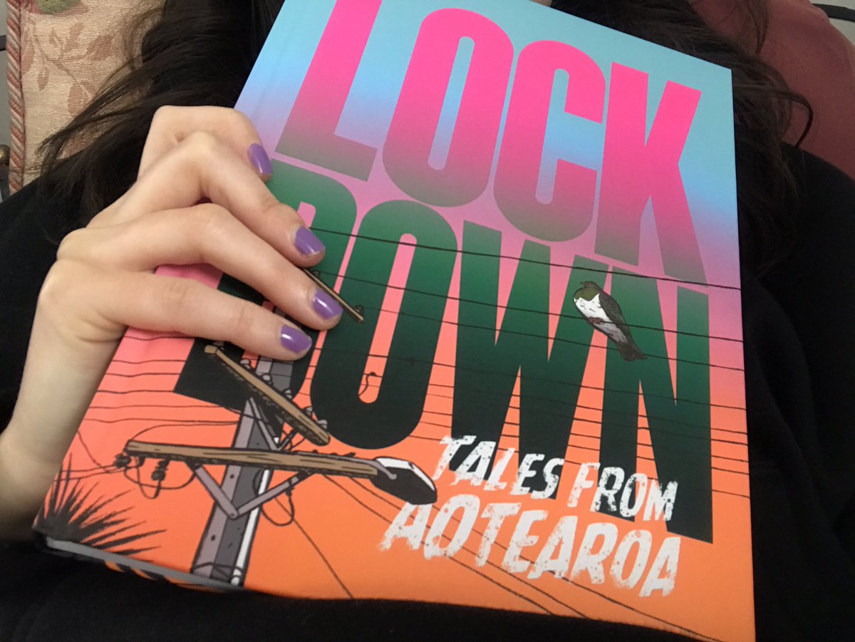 My copies of the book arrived! Had a very quick read thru since the lockdown memories are still fresh. It'll be interesting to reread this after it is well in the past. 
I'm gonna age it like cheese. 
Photos show works by @plaest2k ,@PlaidCushion & me❤️
#lockdowntalesfromaotearoa 