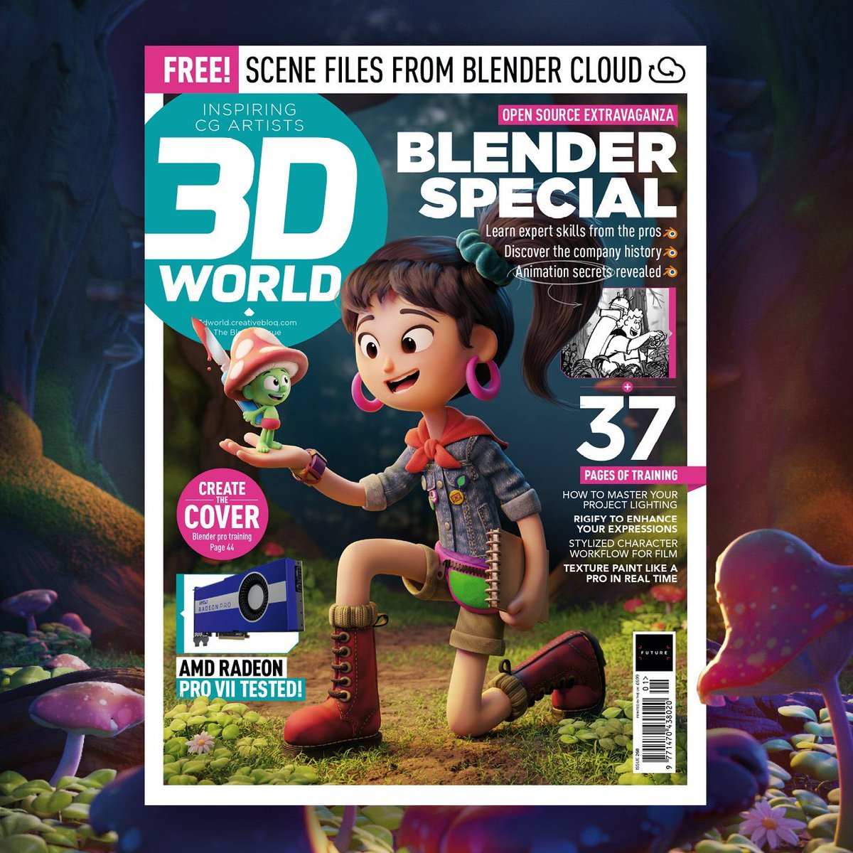 MatthewLuhn's tweet image. Sprites have been spotted on the cover of 3D World magazine 😁🍄 #spritefright #blenderCloud #OpenMovie #storytelling #BlenderFoundation