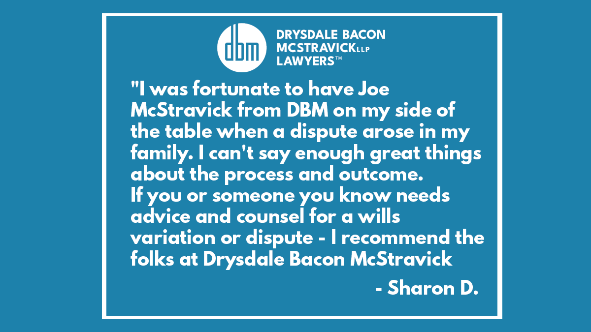 DBM_Law's tweet photo. "I was fortunate to have Joe McStravick from DBM on my side of the table when a dispute arose in my family. I recommend the folks at Drysdale Bacon McStravick LLP wholeheartedly. They'll work for you!" - Sharon D.

#law #lawfirm https://t.co/q4uZ1bJFSP