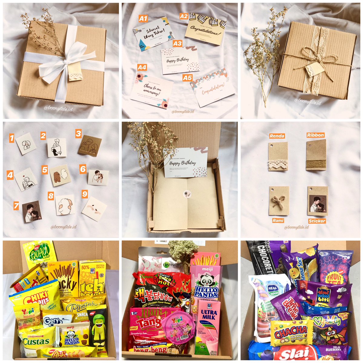 boonytale's tweet photo. @chichiochi_ Permisi nitip yaa
snackbox start from 35k, bisa req snack, bisa pilih hiasan box, free kartu ucapan, tag, sticker, wrapping papper, dan free packing bubble wrap+lakban fragrile🌈
 12.12 gratis ongkir via shopee‼️ https://t.co/8nMCKSmfBD