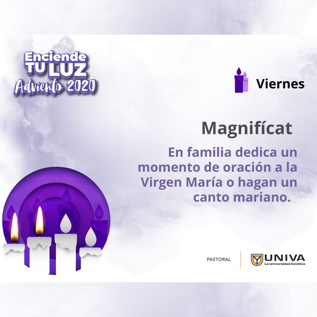 UNIVAUPN's tweet photo. Alégrate Virgen gloriosa, entre todas la más bella. Salve agraciada doncella, ruega a Cristo por nosotros.
#EnciendeTuLuz #Adviento2020 #MasConectadosqueNunca #SegundaSemana https://t.co/z7SrF4iZ9b