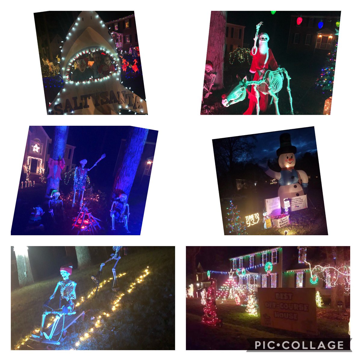 AmySnow5th's tweet photo. Friday night fun with my class! Took them on a Live Virtual Tacky Light Tour! It was voted the BEST field trip ever! We even spotted Santa & when I asked him to talk to the class he gave his classic HO HO HO speech! #TeamCurtis #oneccps #googlemeetfun #mysnowmies https://t.co/NNtrCvf4Jd