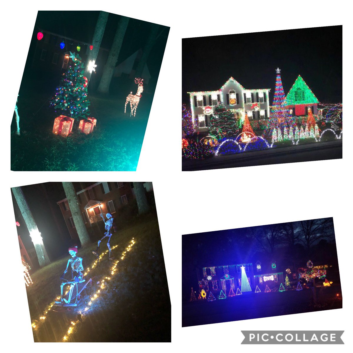 AmySnow5th's tweet photo. Friday night fun with my class! Took them on a Live Virtual Tacky Light Tour! It was voted the BEST field trip ever! We even spotted Santa & when I asked him to talk to the class he gave his classic HO HO HO speech! #TeamCurtis #oneccps #googlemeetfun #mysnowmies https://t.co/NNtrCvf4Jd