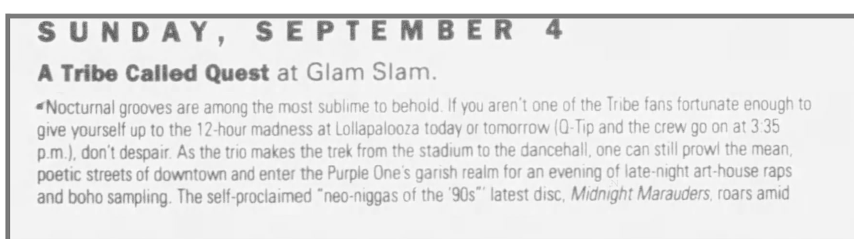 “Now drop the beat, for the Phifer from A Tribe Called Quest / When I see Buddy, I will never half step” They stopped there September 94